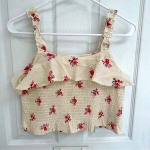 Wonder Nation Elastic Kerchief Floral Cream Crop Top Women’s Size XL
